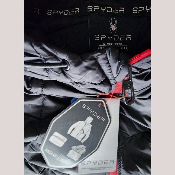 NWT Spyder Men's Peak Synthetic Down Jacket Black | Packable Puffer Coat OMSP140 - Picture 5 of 10